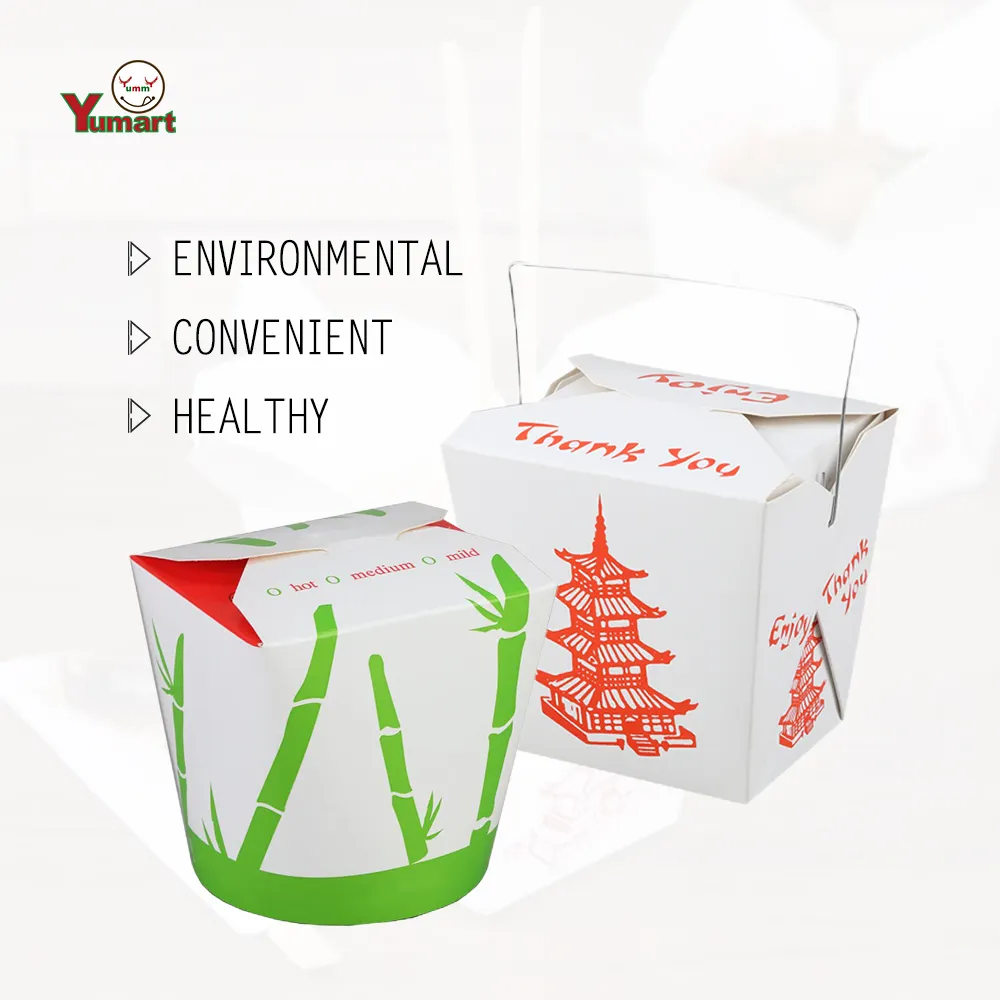 Wok en papier écologique réutilisable Boîte à nouilles Emballage rigide pour le stockage à emporter fabriqué à partir de matériaux recyclés pour l'industrie alimentaire