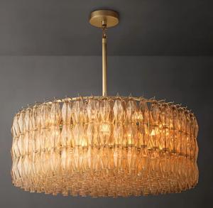 Lámpara de Araña Redonda de Lujo Nórdica con Estructura de Acero y Cristal Transparente, Luz Blanca Cálida, Compatible con CA, Ideal para Sala de Estar, Comedor, Hotel - Product Image 3
