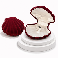 Boîte à bague en forme de coquillage HongFa en gros avec doublure en velours, emballage cadeau pour bijoux pour fiançailles, mariage, Saint-Valentin