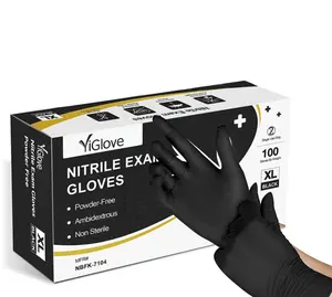 Einzel verpackung Arbeits handschuhe Puder freie Friseur Nitrilo Gummi Einweg handschuhe aus schwarzem Nitril