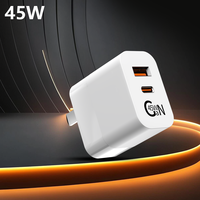 Chargeur rapide GAN 45W QC3.1 pd3.1 Type-C Usb-c GAN 45W Chargeur rapide pour téléphone portable 17 UL CE approuvé