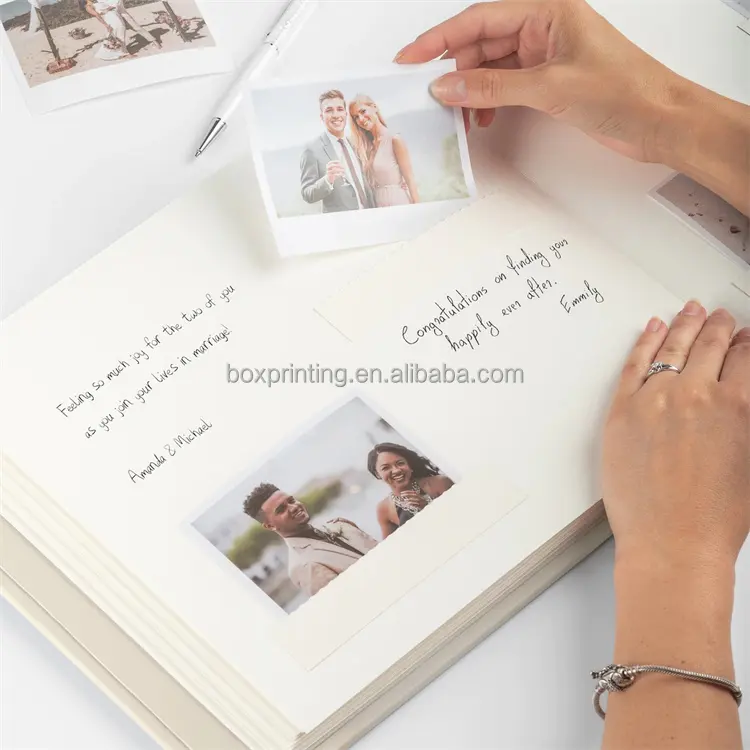 Свадебные принадлежности на заказ, черная кожаная Гостевая книга с ручкой