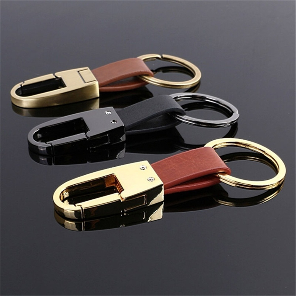 Men's Simple Waist Buckle Leather Business Keychain Car Key Holder Classic Key Ring Accessories Gift For Man