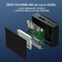Mini PC Industrial I3 1215U, Doble RJ45 Ethernet, RS232, 4K, 1*DDR5, 4*USB 3.0, 4*USB 2.0, Win10