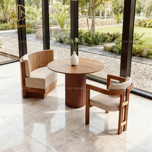 Muebles Minimalistas al por <span class=keywords><strong>Mayor</strong></span>, Mesa y Silla Redonda de Madera y Tela para Cafetería y Restaurante, Sofá, Asientos de Cabina - Product Image 6