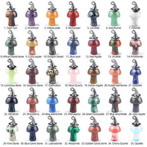 En gros Naturel Rose Quartz Champignon Pendentif Psychique Pierres De Guérison Aventurine Magicien Collier pour DIY Cadeau - Product Image 2