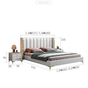 Lit de chambre à coucher moderne de luxe, taille standard, cadre en bois de bouleau, couleur personnalisable, revêtement en cuir microfibre, <span class=keywords><strong>sommier</strong></span> tapissier, garantie 3 ans - Product Image 5
