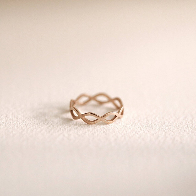 Custom Gold AU585 Jewelry 8 Eternity Flat Band 14K Gold Ring Women Rings Solid Gold Jewelry