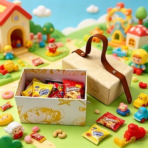 Boîte en carton ondulé personnalisée pour snacks, emballage en papier avec poignée - Product Image 1
