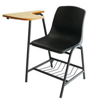 Chaise de formation moderne avec tablette d'écriture et panier à livres, chaise d'étudiant en plastique pour salle de classe et bureau