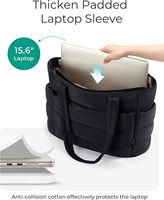 Sac à main de travail léger et matelassé pour femmes - Capacité de 20 L pour ordinateurs portables de 15,6 pouces ou capacité de 18 L