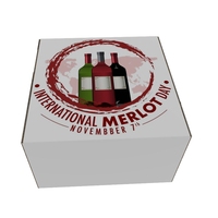 Boîte d'expédition professionnelle en carton ondulé recyclable avec logo personnalisé, pelliculage mat et gaufrage pour plateau à vin ou soda