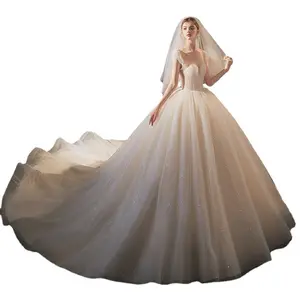 H059 abito da sposa abiti da sposa eleganti abiti da sposa lunghi del treno per le donne vestono lungo