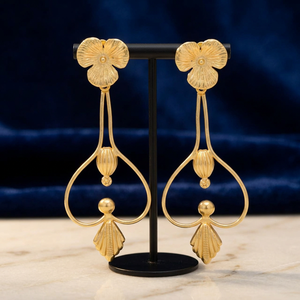 Boucles d'oreilles pendantes en laiton plaqué or faites à la main, style ethnique bohème avec pierres précieuses, bijoux de mode unisexe pour femmes, pour mariage et soirée - Product Image 2