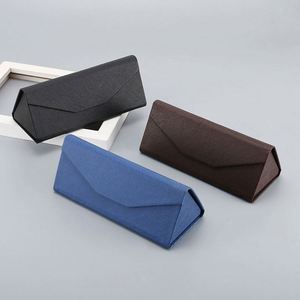 Wholesale Fashion PU Spectacle Eyeglasses <b>Cases</b> Sunglasses Fold Box Portable Triangle Folding <b>Glasses</b> <b>Case</b> - Product Image 1
