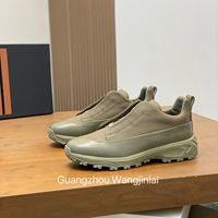 Chaussures de marche pour hommes en cuir véritable, dessus en cuir grainé souple, fermeture à bande élastique, semelle en caoutchouc antidérapante, confortables pour toutes les saisons