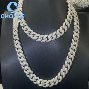 สร้อยคอแฟชั่นเงินแท้ 925 ประดับเพชรโมอิสซาไนต์ VVS ขนาด 14 มม. แบบ Cuban Link สำหรับผู้ชาย สไตล์ฮิปฮอป ประดับเพชรเต็มเส้น ผ่านการทดสอบเพชร GRA - Product Image 5