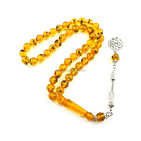 Cadeau du Ramadan 10mm 33/45/51-perle jaune ambre Tasbih Misbaha-vraies fourmis insectes inclusions, perles de culte islamique Dhikr