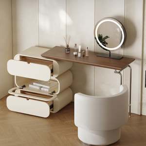 Ensemble de coiffeuse en bois mélaminé moderne pour chambre à coucher avec miroir de maquillage pour salle de bain, salon, usage domestique, fonction de rangement - Product Image 3