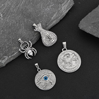 Collier Pendentif Rétro en Acier Inoxydable, Motif Loup Araignée, Sac à Monnaie, Œil d'Horus, Étanche, Plaqué Or 18k PVD
