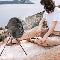 Ventilateur de camping extérieur à base triangulaire, télécommande, éclairage, silencieux 37-45 dB, batterie 10000 mAh, ventilateur de bureau rechargeable