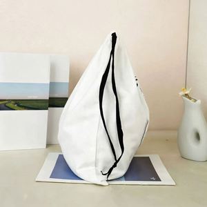 Sac à cordon en toile à motif imprimé personnalisé, écologique, couleur naturelle, anti-poussière, avec rubans noirs - Product Image 2