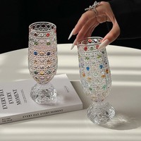 Mug à café, bière ou jus sans pied et sans couvercle en verre à fond épais, peint à la main, style luxe abordable