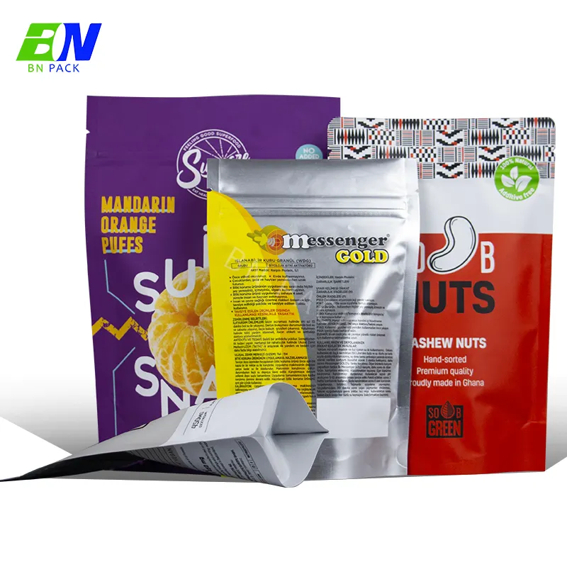 Digital Process Custom Logo Printed Food Grade Pouch Ziplock Stand Up Foil Pouch For Tea Bag Packing
