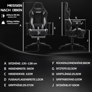 Großer profession eller Spieler Stuhl <span class=keywords><strong>Max</strong></span>. Last 180kg schwarzer Alcantara-Stoff Atmungsaktiver ergonomischer <span class=keywords><strong>Massage</strong></span>-Bürostuhl mit Fuß stütze - Product Image 6