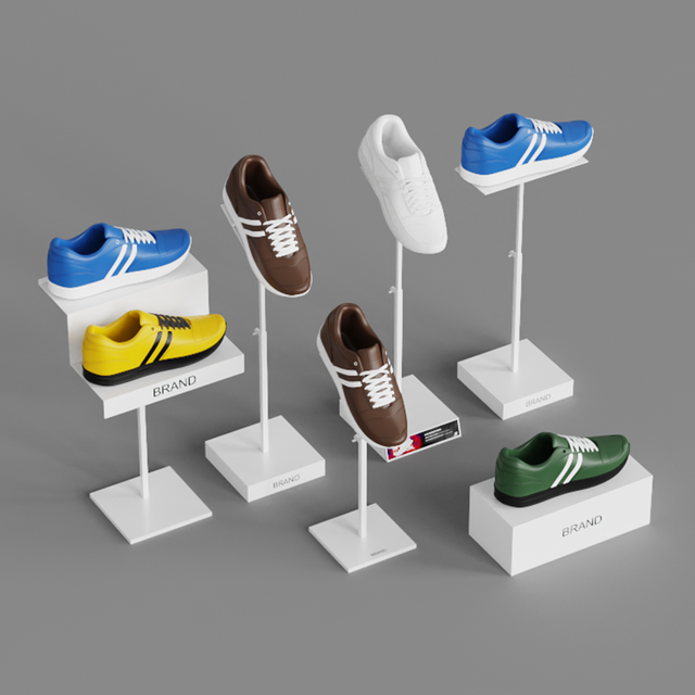 Custom Brand Store Display Fixtures Countertop Sports Sneaker Display Stand High Heel Shoes Display Rack
