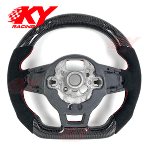 พวงมาลัยหนังกลับคาร์บอนไฟเบอร์แบบกำหนดเองสำหรับรถยนต์ Volkswagen VW Golf Mk7 Mk7.5 R 7R GTI Mk6 6R Mk8 Polo Tiguan - Product Image 4