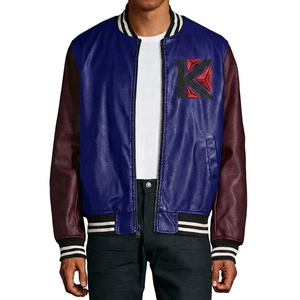 <b>Men's</b> High School Designer Varsity <b>Jackets</b> Custom Chenille Embroidery Cow Milled Leather Stand Black Brown <b>Canvas</b> Kalan Fashion - Product Image 5