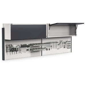 Fami Work Look 2970x373x1063mm mueble de pared gris con 2 unidades de pared, 8 contenedores y 150 ganchos - Product Image 1