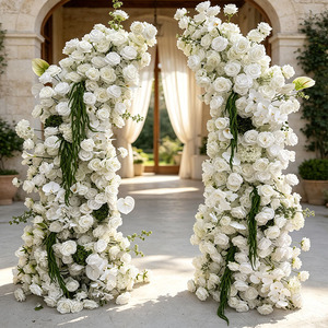 K8 Decoración Exterior Serie Floral Bosque Fresco Blanco Verde, Arreglo Floral Grande para Arco <span class=keywords><strong>de</strong></span> Boda Tipo Cuerno y Arco Roto - Product Image 1