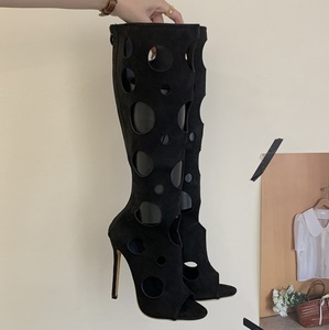 Nouvelles Bottes Cheville Haute Femme 2025 en Faux Daim Respirant à Bout Rond et Talon Moyen, Style Chevalier, Creuses et Tendance - Product Image 6