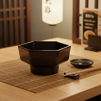 Bol en mélamine noir hexagonal de 4,5 pouces, style personnalisé, pour restaurants