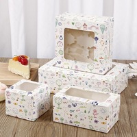 Boîte à gâteaux Bento transparente, couleurs imprimées personnalisées, ruban pour boîtes alimentaires, emballage de macarons, petite boîte de support de Cupcake