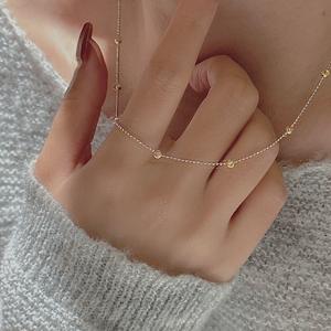 Collar de Plata de Ley S925 con Cuentas, Diseño Retro Simple con Cuentas de Flores y Arroz en Contraste, Estilo Vintage Personalizado - Product Image 2