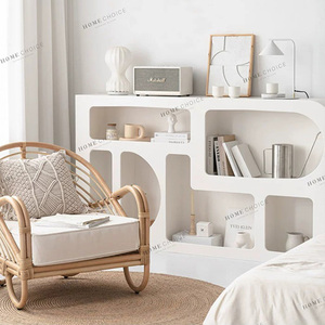 Mueble para el Hogar, Estilo Nórdico, Color Crema, Librería, Armario Minimalista, Almacenamiento Blanco, Vitrina para Sala de Estar - Product Image 5