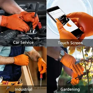 Guantes Desechables de Nitrilo Naranja de 8 Mil, Resistentes, Industriales, con Textura de Diamante <span class=keywords><strong>en</strong></span> Relieve, Libres de Látex, para Trabajo de Seguridad y Mecánica - Product Image 6