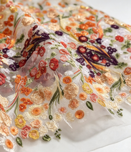 Tissu en tulle brodé de grandes fleurs colorées de luxe, plusieurs couleurs disponibles, livraison rapide pour robes de soirée formelles pour femmes - Product Image 5