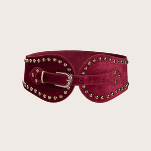<span class=keywords><strong>Ceinture</strong></span> large élastique en <span class=keywords><strong>daim</strong></span> avec rivets pour <span class=keywords><strong>femme</strong></span>, élégante et ajustable - Product Image 1