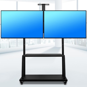 Hội nghị sử dụng màn hình kép giỏ hàng tầng thường vụ khung <span class=keywords><strong>TV</strong></span> cho 55-70 inch di chuyển <span class=keywords><strong>TV</strong></span> giỏ hàng với bốn bánh xe - Product Image 3