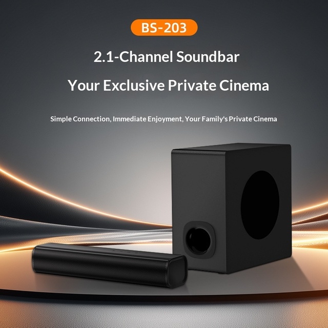 OEM 90W 2.1-Channel Sound Bar DSP 3 Modes 5.25" Bass Optical/AUX Input Wireless Bass Speaker (2 Speakers) for Home TV Projector