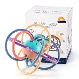 Boule de dentition en Silicone pour bébé, jouet hochet coloré pour bébé, sens tactiles, boule d'entraînement pour nouveau-né, jouet de dentition pour bébé