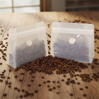 Sachet de café en PE biodégradable personnalisé en gros, avec fenêtre transparente mate, pochette d'emballage alimentaire verticale, fermeture éclair, logo couleur personnalisé