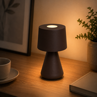 Lampe de table LED marron minimaliste, portable, mini, sans fil, rechargeable USB-C pour chambre, chevet, café, hôtel, restaurant