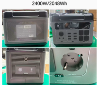 Station d'alimentation portable 2400W avec onduleur à onde sinusoïdale pure MPPT, lampe torche, compresseur d'air et démarreur de batterie