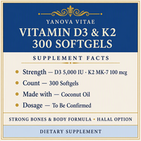 Capsules molles de vitamine D3 et K2 pour adultes, pour le soutien osseux et immunitaire, 60 capsules par unité