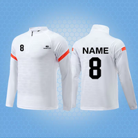 Jersey Sepak Bola Lengan Panjang Remaja Pria 100% Poliester Logo Kustom Depan/Belakang Nomor Tim Cepat Kering Bernapas
